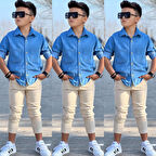 MODAVALS LYOCELL DENİM GÖMLEK GABARDİN PANTOLON ERKEK ÇOCUK ALT & ÜST TAKIM