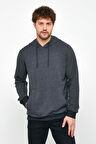 Antrasit Regular Fit Kapüşonlu Içi Yumuşak Tüylü Sweatshirt MTLCEO54