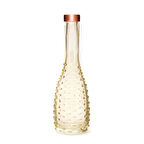 Bakır Boyunlu Amber Kabartmalı Ince Cam Vazo (26 CM)