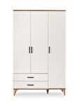 Kumsal 3 Kapılı 2 Çekmeceli Gardrop Elbise Dolabı 120x48x195cm