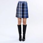 DRR Moda Deri Detaylı Ekose Etek