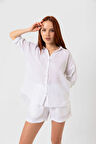 Kadın Beyaz Keten Gömlek