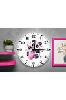 Kız Çocuk Odası İçin Pembe Panda Tasarımlı Sessiz Duvar Saati