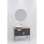 BOLİVYA 85 CM BANYO DOLABI ANTRASİT/DORADO - BOY DOLAP HARİÇ 