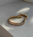 Kadın için Baget Taşlı Su Yolu Bileklik Gold Renk Çelik Üzeri Altın Kaplama 2 Yıl Garanti Belgeli