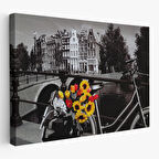 Amsterdam Kanallarındaki Bisiklet ve Laleler Tablosu-6594
