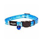 Rogz Catz KiddyCat Halsband Kılçık Desenli Dokuma Kedi Boyun Tasması Mavi Small 1.1x20-31 Cm