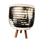 Ev Dekorasyon Aksesuar Yeşil Sırlı Terrakota Toprak Saksı Saksılık Salon Çiçeklik 3 Ayaklı - 19 CM