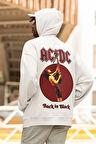 AC DC Back In Black Müzik Grubu Baskılı Unisex Oversize Tasarım Hoodie