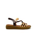 CASTLE BLACK CB10014 KAHVERENGİ KADIN ÖRGÜLÜ ŞERİTLİ BİLEKTEN KEMERLİ SANDALET