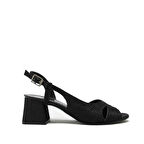 BEETY AKYN25.958 SİYAH SİMLİ KADIN ÇAPRAZ BANT KALIN TOPUK AYAKKABI