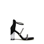 KANUGA BB2022-19 SİYAH KADIN BOŞLUK TOPUK ŞERİTLİ ABİYE AYAKKABI BB23-2022