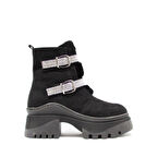 BEETY AKYN-132.22011 SİYAH SÜET KADIN TRAKTÖR TABAN KEMERLİ BOT