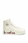 BENETTON BN-30820 BEYAZ KADIN BOĞAZLI YÜKSEK TABAN CASUAL