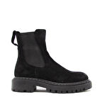 KANUGA SCL-652 SİYAH SÜET KADIN TÜM YÜZ LASTİKLİ YARIM BOT