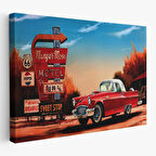 Kırmızı Klasik Araba Tablosu-6611