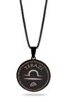 Terazi Burcu Kolyesi Kadın Erkek Çelik Kolye Siyah Polo Zincir Cklterazbrc-syh