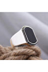 Siyah Oniks Taşlı Sade Özel Seri Erkek Gümüş Yüzük- Ey3091