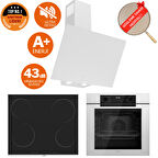 Ferre FryArt & FlowArt Meta Sessiz Davlumbaz Elektrikli Beyaz Ank. Set (D078-SA + MS261 + QEP63CB)