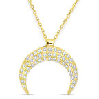 Taşlı Yarım Ay Altın Kolye (KLY0288)