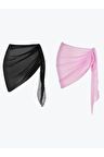 2li Pareo Set Siyah ve Toz Pembe