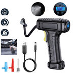 DİJİTAL ŞARJLI KABLOSUZ TAŞINABİLİR LASTİK HAVA POMPASI KOMPRESÖRÜ 120PSİ IŞIKLI 