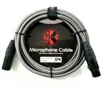 Kirlin MWC270PB 3 Metre Örgülü Mikrofon Kablosu 3pin Dişi 3pin Erkek