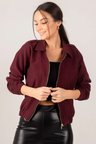 Kadın Bordo Önü Fermuarlı Gabardin Mont ARM-22K001068