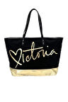 VS Siyah Gold Kanvas Tote Seyahat Çantası