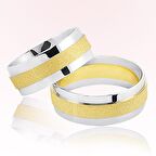 Harem Altın Beyaz Sarı Şeritli Altın Alyans 6709