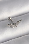 316L Çelik Gümüş Renk Zirkon Taş Detay Kanat Model Tragus Piercing