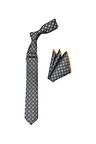 Kesik Kare Desen Mendilli Kravat
