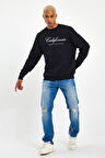 Erkek Bisiklet Yaka Regular Kalıp İnce Californıa  Baskılı Sweatshırt SPR24SW125
