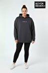 Kadın Büyük Beden Kapüşonlu Brooklyn Baskılı Sweatshirt SPR26BSWK961