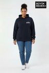 Kadın Büyük Beden New York Baskılı Kapüşonlu Sweatshirt SPR26BSWK962