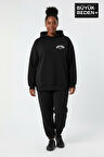 Kadın Büyük Beden New York Baskılı Kapüşonlu Sweatshirt SPR26BSWK962