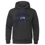 Amerika 1776 Atletik Dept Mektup Baskı Erkek Kapüşonlular Cep O-Boyun Kazak Sonbahar Yumuşak