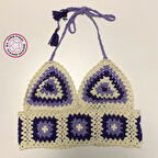 Uretti - ASLI 5776 - El Yapımı Mor Crop Top