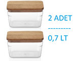 Sinbo 2 ADET Bloom Tab 1060 Ahşap KapaklI Plastik Saklama Kabı 0,7 LT