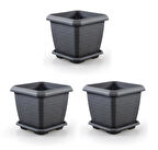 Omnipazar SO-HK05 Hisar Kare Tabaklı Saksı Takımı 74,3 lt Antrasit 3 Adet