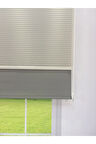 LUNA Serisi Açık Gri Tül Antrasit Gri Stor Perde Işık Kontrollü, Çift Mekanizmalı, Kolay Montaj