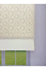 NOVA Serisi – Üç Yaprak Desenli Çift Mekanizmalı Bej Tül Stor Krem Perde