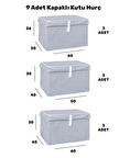 9'lu Set Kutu Hurç Farklı Boylarda Gardırop Baza Altı Düzenleyici Yorgan Yastık Saklama Kutusu