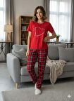 KADIN KIRMIZI YAZLIK PİJAMA TAKIM