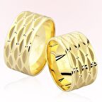 Sarı Desenli Altın Alyans 6805