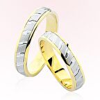 Sarı Beyaz Şeritli Altın Alyans 6809