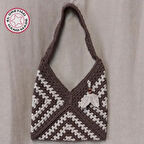 Uretti - Emine 9106 - 3217 El Örgüsü Ahşap Boncuk Detaylı Omuz Çantası - Kahve Tonları