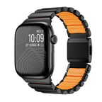 Apple Watch 42mm Uyumlu Kordon Premium Titanyum Kasa Silikon İç Kısım Tasarım Siyah-Turuncu