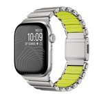 Apple Watch 42mm Uyumlu Kordon Premium Titanyum Kasa Silikon İç Kısım Tasarım Gri-Yeşil