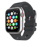 Apple Watch 7 41mm Uyumlu Kordon Delikli Tasarım Silikon Koyu Gri